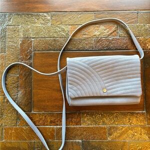 Gray Crossbody Bag with Quilted Design and Matching Strap